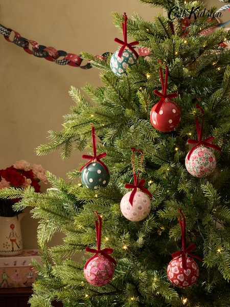 Cath Kidston Floral Print Decoupage Baubles Set Of 7
