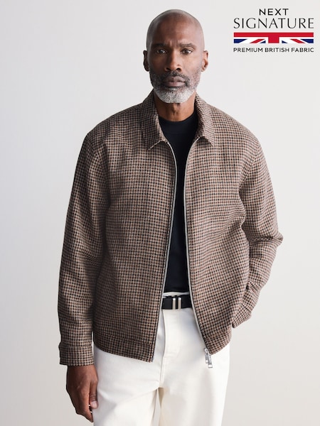 Brown Signature Moon's British Wool Dogtooth Shacket (335761) | £130