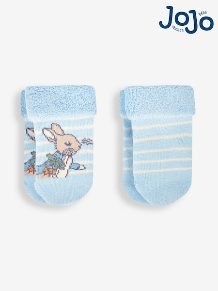 JoJo Maman Bébé Blue Stripe Peter Rabbit Baby Socks 2 Pack (336074) | £7.50