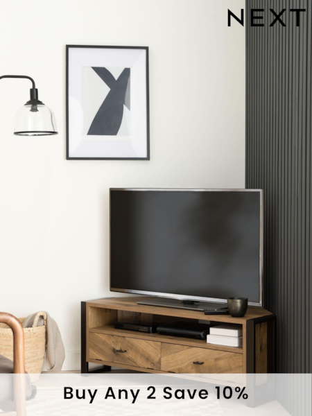 Dark Bronx Chevron Oak Effect Up to 46 inch Corner TV Unit (337845) | £275