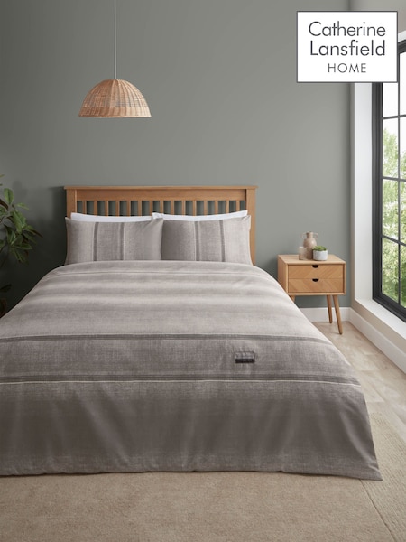Catherine Lansfield Grey Denim Duvet Cover and Pillowcase Set (338117) | £16 - £26