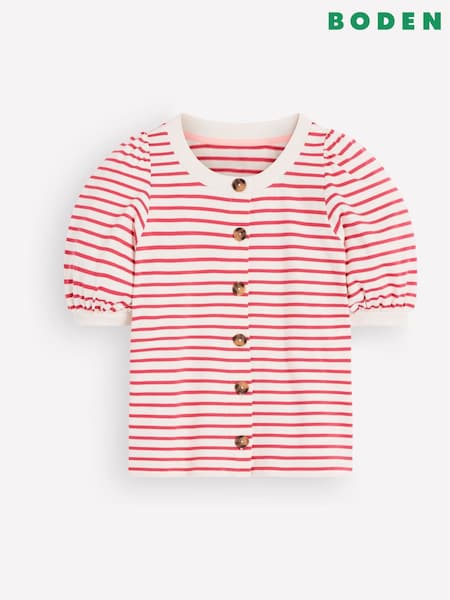 Pink Stripe - Boden Button-through Full Sleeve Top