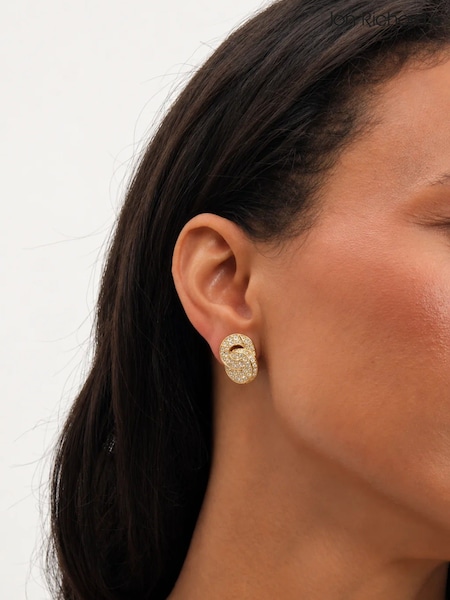 Gold Plated - Jon Richard Crystal Knot Clip Earrings
