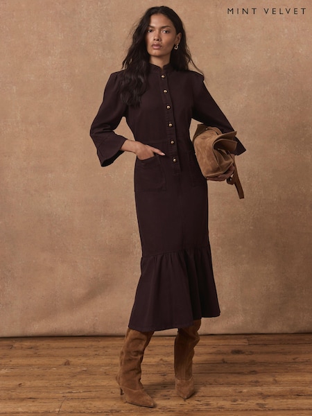 Red - Mint Velvet Denim Midi Shirt Dress