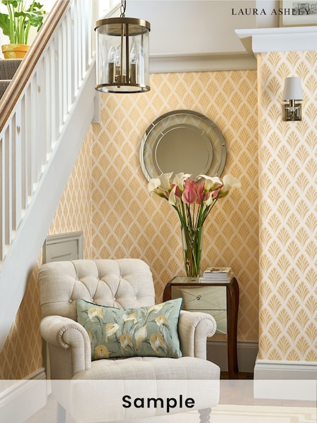Laura Ashley Gold Florin A4 Wallpaper Sample (339991) | £1