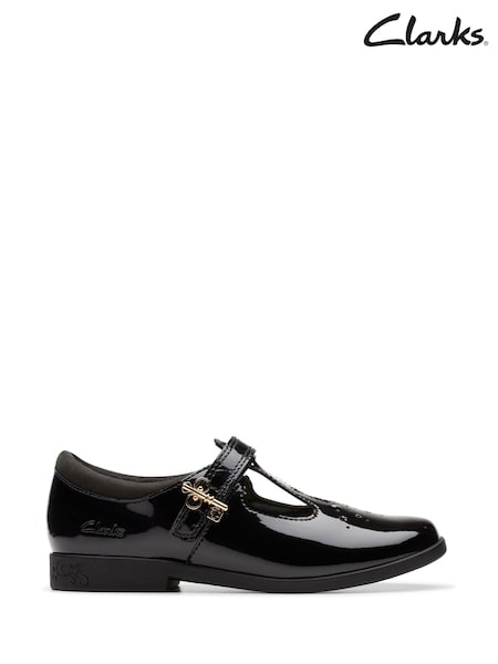 Clarks Black Standard Fit (F) Patent Lock Shine Shoes (340421) | £46 - £50