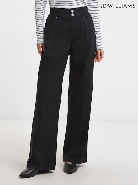 Black - Jd Williams Elasticated Waist Wide Leg Jeans