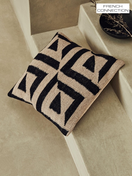 French Connection Black Sundial Woven Wool Cushion (340480) | £35