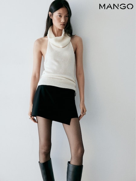 Black - Mango Structured Mini Skirt With Fastening