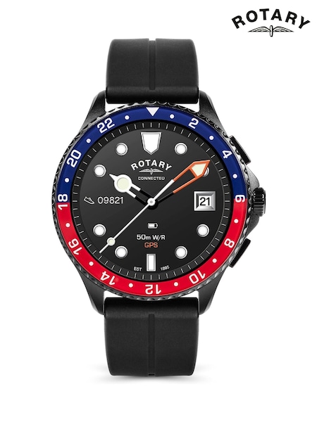Black - Regular Rotary Amoled Gps Silicone Strap Calling Smart Watch