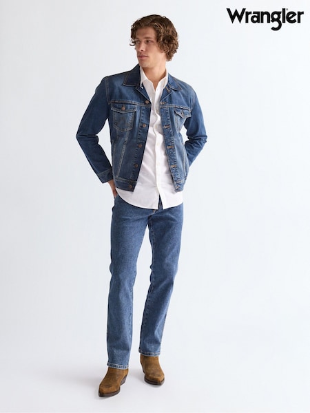 Mid Blue - Regular Wrangler Texas Arm Strong Straight Jeans