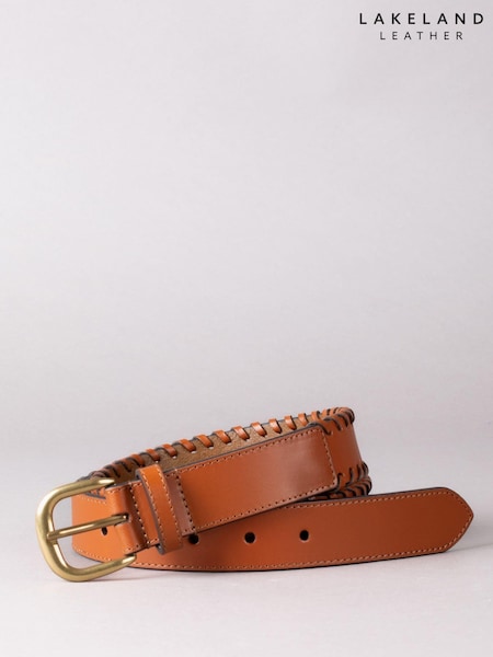 Lakeland Leather Brown Wray Whip Stitch Leather Belt (342495) | £35