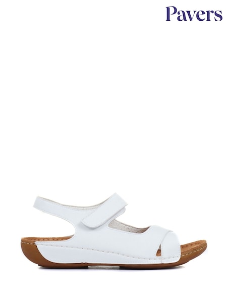 Pavers White Ladies Touch Fasten Sandals (342702) | £33