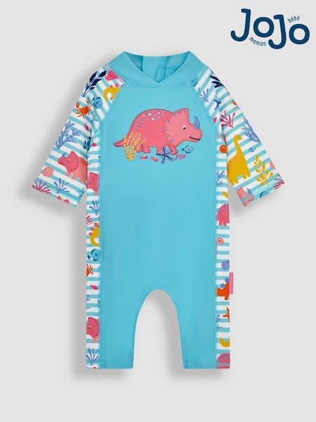 JoJo Maman Bébé Blue Dinosaur UPF 50 1-Piece Sun Protection Suit (342902) | £24