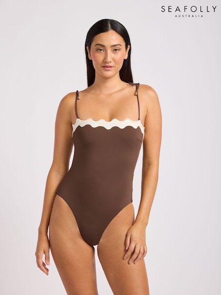 Brown - Seafolly Gia Ric Rac One-piece Swimsuit