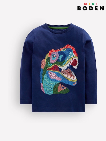 Blue - Boden Longsleeve Superstitch T-shirt