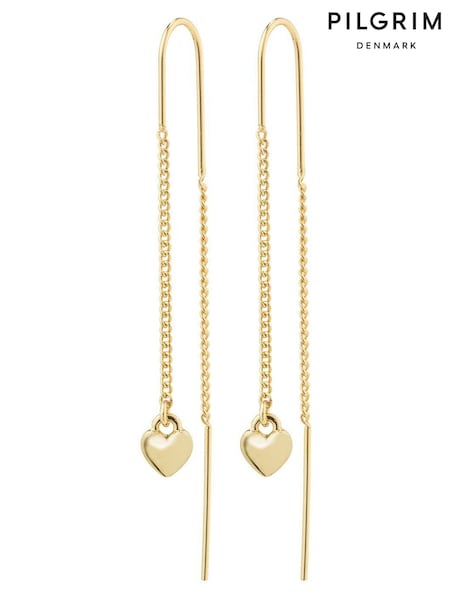 PILGRIM Gold Plated Afroditte Heart Chain Earrings (343895) | £20