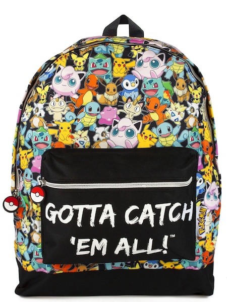 Vanilla Underground Black Pokemon Unisex Kids Multi Character Print And Gotta Catch Em All Backpack (344143) | £24