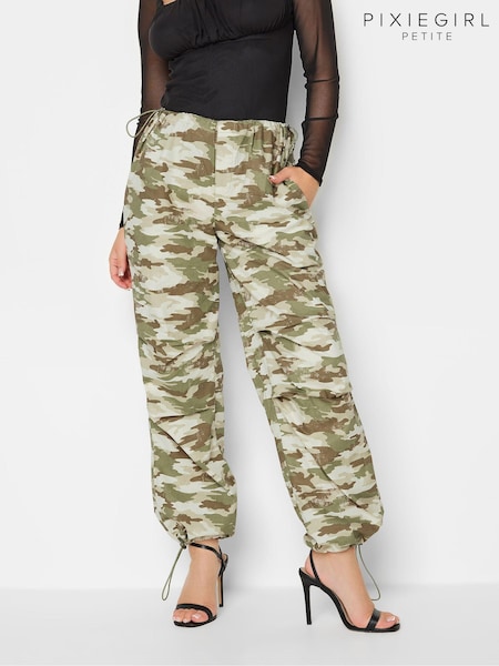 PixieGirl Petite Green Parachute 100% Cotton Trousers (344357) | £33