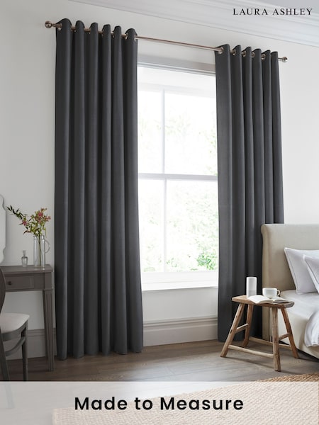 Laura Ashley Charcoal Grey Swanson Made to Measure Curtains (345848) | £100
