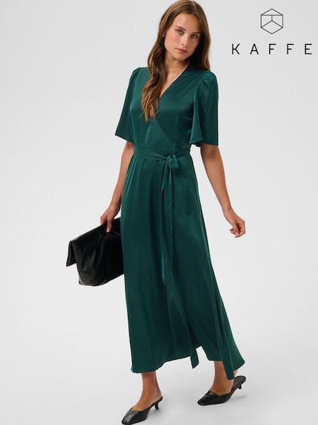 Green - Kaffe Kasadie V-neck Wrap Maxi Dress