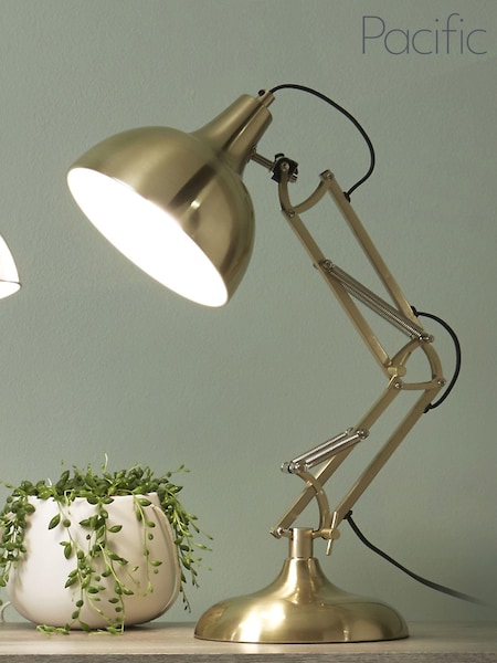 Pacific Brass Brushed Chrome Task Table Lamp (346485) | £70