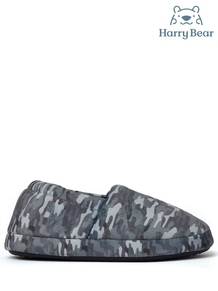 Harry Bear Grey Camo Printed Slippers (346486) | £15