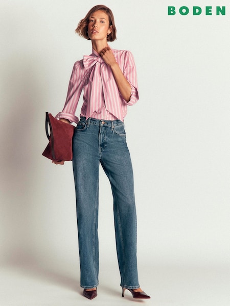 Pink - Boden Clara Tie Neck Top