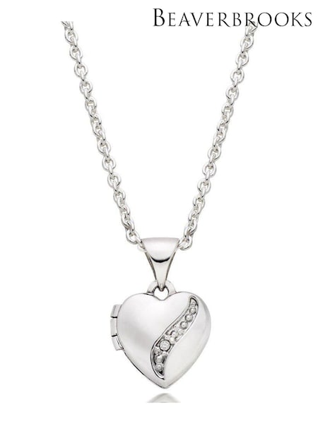 Beaverbrooks Children’s Mini B Sterling Silver Diamond Heart Locket (347014) | £90