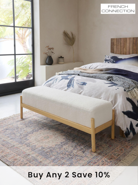 French Connection Cream Kari Teddy Boucle Bench (347454) | £325
