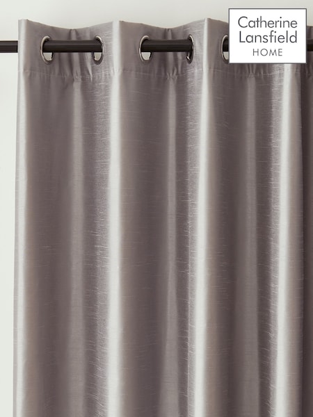Catherine Lansfield Grey Faux Fur Soft and Cosy Draught Excluder Curtains (347493) | £22 - £63