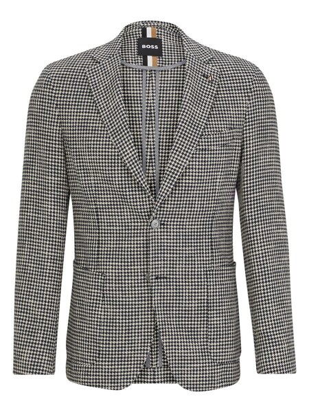 BOSS Blue Patterned Hanry Dog Tooth Slim Fit Cotton Blend Jacket (348001) | £98