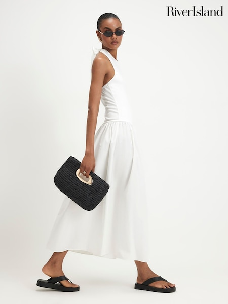 White - River Island Racer Hybrid Maxi Dress