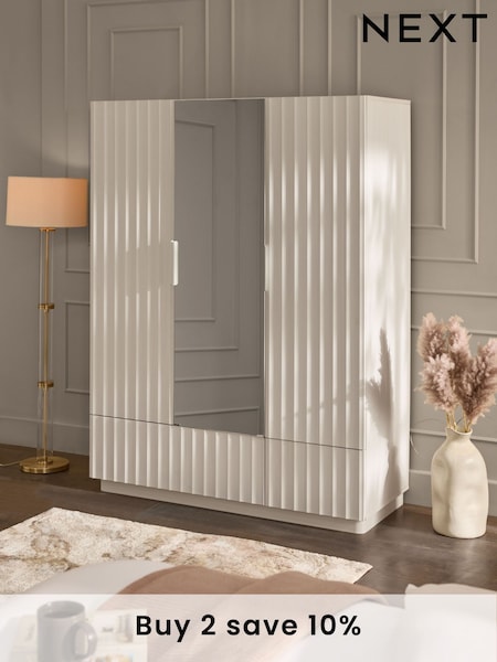 White Kendal Oak Effect Triple, 2 Drawers Wardrobe (349013) | £850