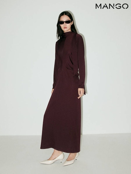 Red - Mango Scarf Wrap Detail Long Sleeve Maxi Dress