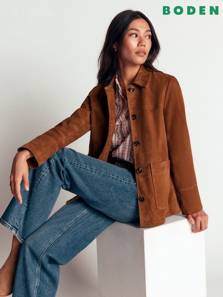 Brown - Boden Fife Suede Chore Jacket