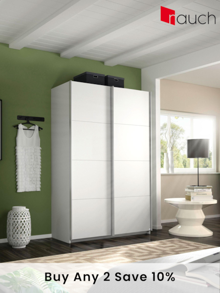 Rauch White Cameron 1.3m Sliding Wood Semi Fitted Wardrobe (349782) | £540