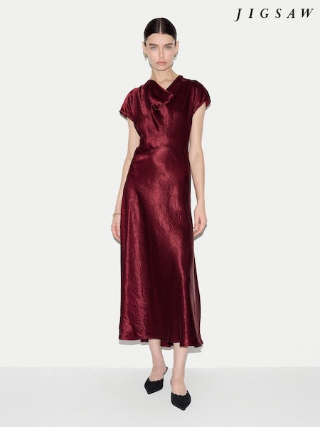 Red - Jigsaw Textured Cowl Neck Dress