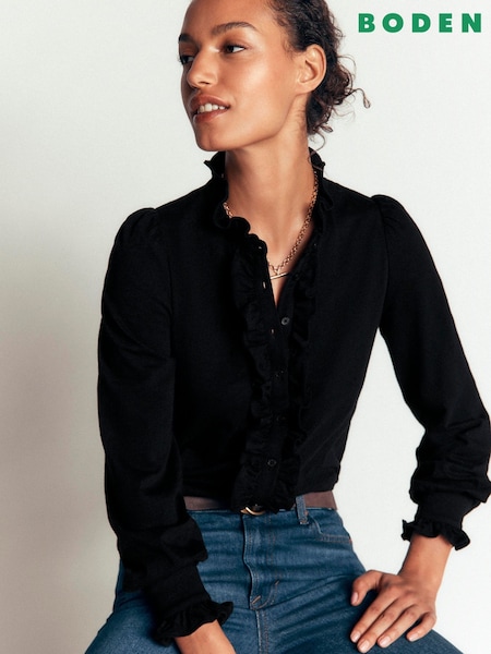 Black - Boden Mega Frill Blouse