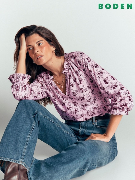 Pink - Boden Pia Ruffle Trim Blouse