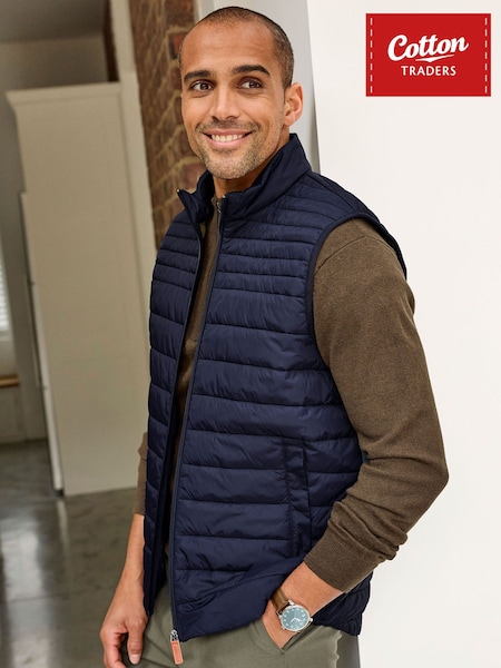 Blue - Regular Cotton Traders Ultra-light Padded Gilet