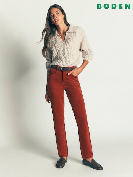 Red - Boden High Rise Cord Slim Jeans