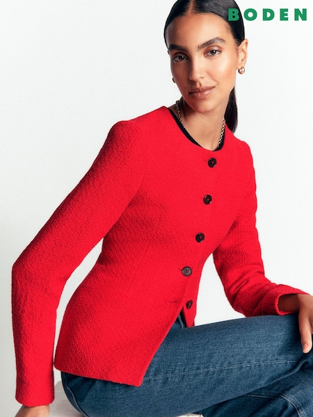 Red - Boden Collarless Tailored Blazer