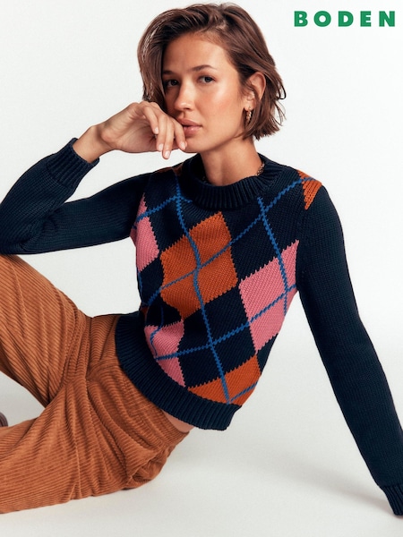 Blue - Boden Lucy Chunky Cotton Jumper