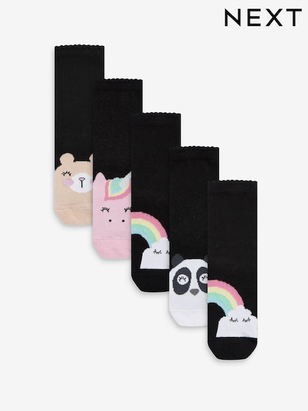 Black 5 Pack Cotton Rich Character Ankle School Socks (352072) | £7 - £8