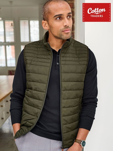 Green - Regular Cotton Traders Ultra-light Padded Gilet