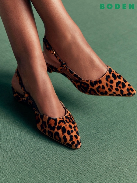 Leopard Print - Boden Mini Block Sling Back Shoes
