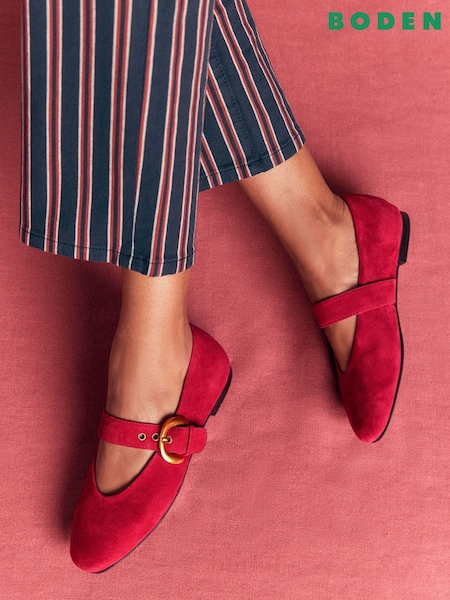Red - Boden Kylie Flat Buckle Mary Janes Shoes