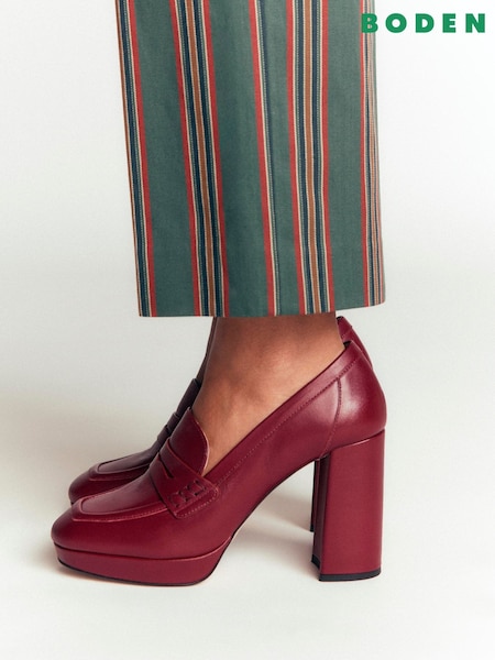Red - Boden Platform Heeled Loafers