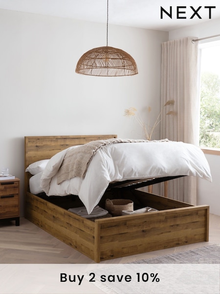 Oak Effect Bronx Wooden Ottoman Storage Bed Frame (354664) | £765 - £865
